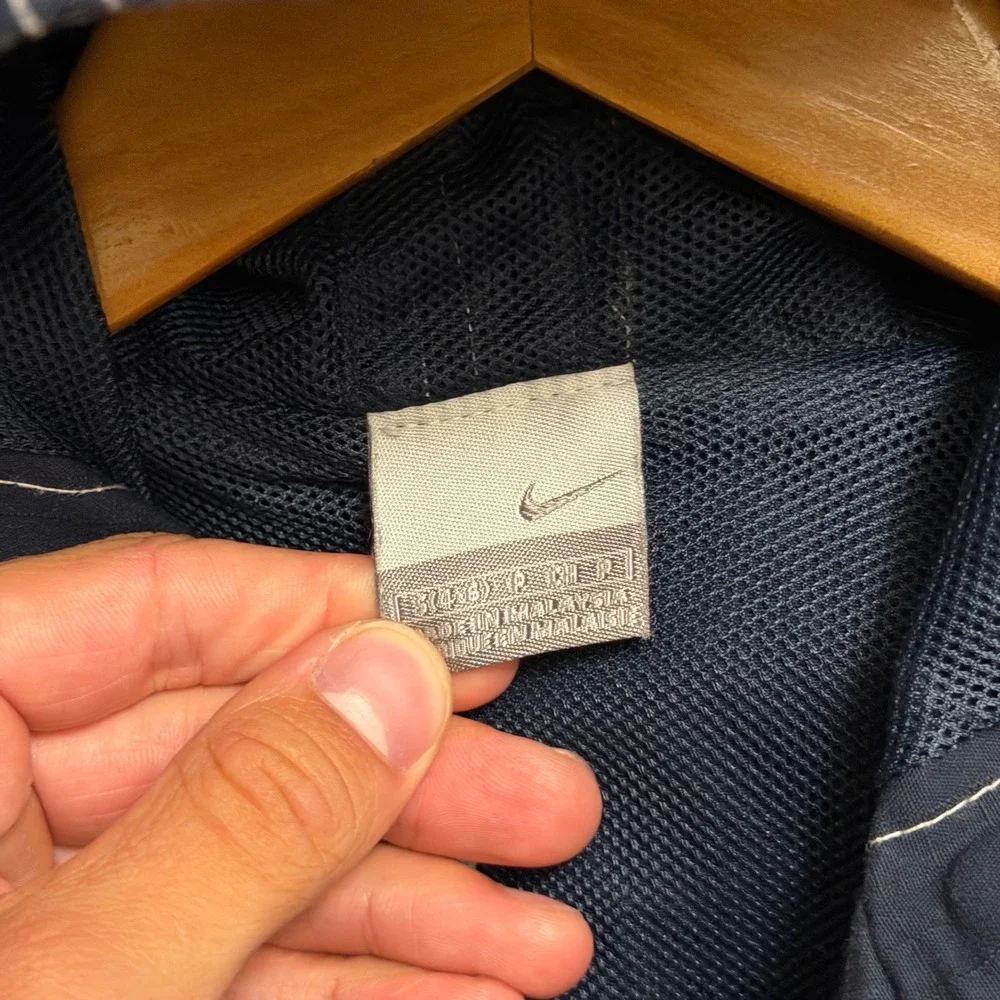 Vintage Nike Jacket Boys S Navy Blue Anorak Half Zip Contrast Stitch Hooded